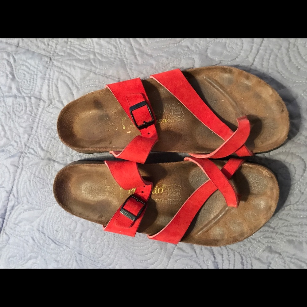 Birkenstock red sandals